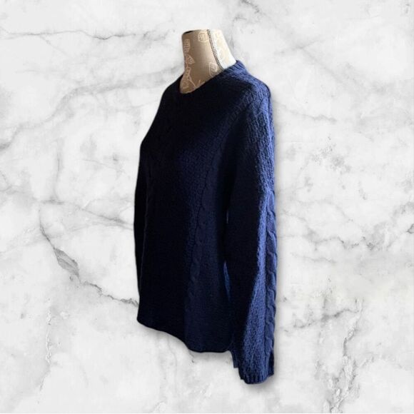 ✨Madewell Navy Easy Cable Knit Merino Wool Sz XS Sweater✨ - Picture 6 of 11